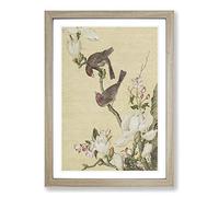 The Two Birds by Lang Shining Framed Print | A2 Oak Framed Wall Art | Ready to Hang | Modern Nature Picture | Living Room Bedroom Lounge Office