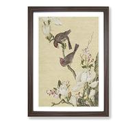 The Two Birds by Lang Shining Framed Print | A2 Walnut Framed Wall Art | Ready to Hang | Modern Nature Picture | Living Room Bedroom Lounge Office