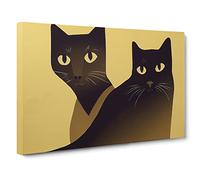 The Two Cats Canvas Print | Gallery Wrapped 30mm Frame Wall Art | 30x20 inches | Ready to Hang | Abstract Animal Picture | Living Room Bedroom Lounge Office
