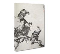 The Two Eagles By Bada Shanren Canvas Print | Gallery Wrapped 30mm Frame Wall Art | 24x16 inches | Ready to Hang | Asian Bird Picture | Living Room Bedroom Lounge Office