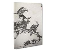 The Two Eagles by Bada Shanren Canvas Print | Gallery Wrapped 30mm Frame Wall Art | 30x20 inches | Ready to Hang | Modern Bird Picture | Living Room Bedroom Lounge Office