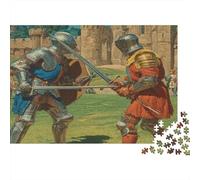 The Two Knights Stood Facing Each Other with Their Swords Drawn,Puzzles Gemusterte Nachhaltige Puzzles Für Erwachsene Hochwertige Holzspielpuzzles 1000pcs (75x50cm)