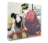 The Two Lovers by Kitagawa Utamaro Canvas Print | Gallery Wrapped 30mm Frame Wall Art | 14x14 inches | Ready to Hang | Modern Picture | Living Room Bedroom Lounge Office