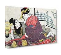 The Two Lovers by Kitagawa Utamaro Canvas Print | Gallery Wrapped 30mm Frame Wall Art | 30x20 inches | Ready to Hang | Modern Picture | Living Room Bedroom Lounge Office