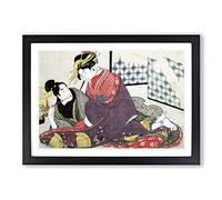 The Two Lovers by Kitagawa Utamaro Framed Print | A2 Black Framed Wall Art | Ready to Hang | Modern Nature Picture | Living Room Bedroom Lounge Office