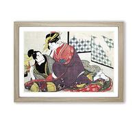 The Two Lovers by Kitagawa Utamaro Framed Print | A2 Oak Framed Wall Art | Ready to Hang | Modern Nature Picture | Living Room Bedroom Lounge Office