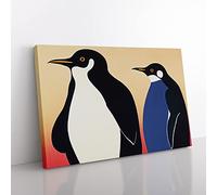 The Two Penguins Vol.1 Abstract Canvas Wall Art Print Ready to Hang, Framed Picture for Living Room Bedroom Home Office Décor, 76x50 cm (30x20 Inch)
