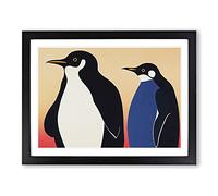 The Two Penguins Vol.1 Abstract H1022 Framed Print for Living Room Bedroom Home Office Décor, Wall Art Picture Ready to Hang, Black A3 Frame (46 x 34 cm)