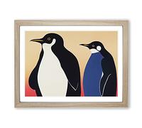 The Two Penguins Vol.1 Abstract H1022 Framed Print for Living Room Bedroom Home Office Décor, Wall Art Picture Ready to Hang, Oak A4 Frame (34 x 25 cm)