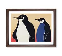 The Two Penguins Vol.1 Abstract H1022 Framed Print for Living Room Bedroom Home Office Décor, Wall Art Picture Ready to Hang, Walnut A3 Frame (46 x 34 cm)