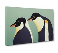 The Two Penguins Vol.2 Abstract Canvas Wall Art Print Ready to Hang, Framed Picture for Living Room Bedroom Home Office Décor, 30x20 Inch (76x50 cm)