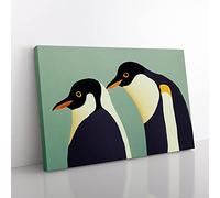 The Two Penguins Vol.2 Abstract Canvas Wall Art Print Ready to Hang, Framed Picture for Living Room Bedroom Home Office Décor, 60x40 cm (24x16 Inch)