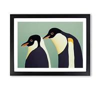The Two Penguins Vol.2 Abstract H1022 Framed Print for Living Room Bedroom Home Office Décor, Wall Art Picture Ready to Hang, Black A3 Frame (46 x 34 cm)