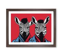 The Two Zebras Abstract Framed Print | A3 Walnut Framed Wall Art | Ready to Hang | Abstract Animal Picture | Living Room Bedroom Lounge Office