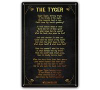 The Tyger Poem Wall Decor Metal Tin Sign William Blake Quote Wall Art Poetry Posters for Bathroom Picture Painting Decorations Modern Man Cave Garage Decor (12x8inch(20x30cm))