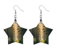 The Tyndall Effect Wooden Earrings for Women, Vintage Elegant Wood Jewelry, Lightweight Earrings for Wedding, Party, Everyday Jewelry Gift, Star, Wood, wood