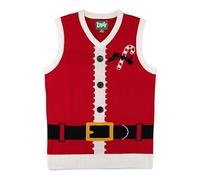 The Ugly Sweater Co. Christmas Sweater Vest - Tacky Holiday Designs to Stand Out - Snug Fit, Breathable Ugly Unisex Vest, Cayenne, Medium