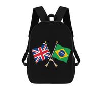 The UK And Brazil Flags 17 Inch Backpack for Work Travel | Lightweight Basic Daypack Carry On Bags