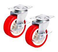 The Ultimate 2 x Heavy Duty 75mm 200KG Rubber Swivel Castor Wheels - Your Perfect Trolley and Furniture Caster Solution (3-inch Brake Swivel Wheel)