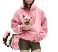 The Ultimate Gift for Cat Mom & Dog Lovers, Women's Pet Pouch Hoodie, Sherpa Fleece Sweatshirt for Kittens & Puppies(A,L)