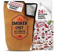 The Ultimate Meat Resting Bag™ - 21" Brown BBQ Blanket for Resting Meat - BBQ Blanket for Brisket - 24 x Butcher Paper Sheets - Insulated - Leakproof - Heavy-Duty - By Smoker Chef