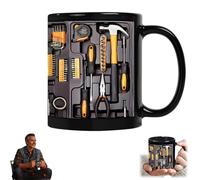 The Ultimate Mechanic's Toolbox Mug, 11oz Ceramic Mechanic Toolbox Coffee Cup, Coffee Water Cup for Home Office Kitchen Use, Funny Gift for Husband Dad (Black 1)