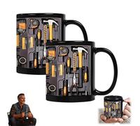 The Ultimate Mechanic's Toolbox Mug, 11oz Ceramic Mechanic Toolbox Coffee Cup, Coffee Water Cup for Home Office Kitchen Use, Funny Gift for Husband Dad (Black 2)