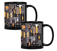 The Ultimate Mechanic's Toolbox Mug, 11oz Ceramic Mechanic Toolbox Coffee Cup, Tool Box Tea Mug Funny Gift for Husband Dad for Birthday Christmas Thanksgiving Anniversary (2PC)
