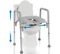 The Ultimate™ Raised Toilet Seat, Voted#1 Most Comfortable. Padded with Armrests. Adjustable Height. Premium Elevated Toilet Seat with Arms for Standard and Elongated Toilets.