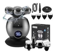 The Ultimate Shaver for Bald Men, 7 in 1 Electric Head Shaver for Bald Men with 7D Floating Heads, IPX7 Waterproof, Wireless Charging Dock, 90Min Shave, for Nose Face Head Body Wet&Dry (Black)