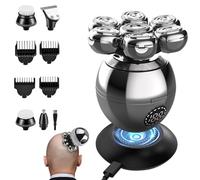 The Ultimate Shaver for Bald Men, 7 in 1 Electric Head Shaver for Bald Men with 7D Floating Heads, IPX7 Waterproof, Wireless Charging Dock, 90Min Shave, for Nose Face Head Body Wet&Dry (Gray)