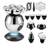 The Ultimate Shaver for Men, 7 in 1 Electric Head Shaver for Bald Men with 7D Floating Heads, IPX7 Waterproof, Wireless Charging Dock, 90Min Shave, for Nose Face Head Body Wet&Dry (Argent)