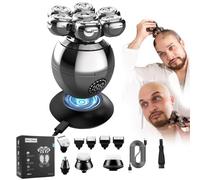 The Ultimate Shaver for Men, Trim Pod 3.0 Head Shavers for Bald Men, SmoothShave 7D Magnetic Head Shaver w/ 7 Floating Shaver Heads, IPX7 Waterproof, for Face, Head, Nose, Body (Black)