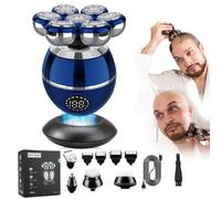 The Ultimate Shaver for Men, Trim Pod 3.0 Head Shavers for Bald Men, SmoothShave 7D Magnetic Head Shaver w/ 7 Floating Shaver Heads, IPX7 Waterproof, for Face, Head, Nose, Body (Blue)