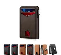 The Ultimate Smart Pop-Up Wallet: Slim, Secure, & RFID Protected, with Pop up Aluminum Case Money Clip Slim Leather Slots Credit Card Holder RFID Blocking Bifold Minimalist Wallet (F) (C)