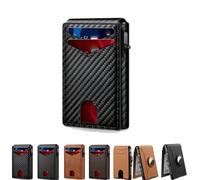 The Ultimate Smart Pop-Up Wallet: Slim, Secure, & RFID Protected, with Pop up Aluminum Case Money Clip Slim Leather Slots Credit Card Holder RFID Blocking Bifold Minimalist Wallet (F)