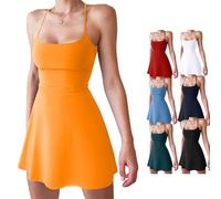 The Ultimate Tummy Control Backless Active Dress, Athletic Dresses for Women with Shorts, Made for Movement (Orange,S)