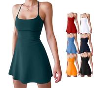 The Ultimate Tummy Control Backless Active Dress, Athletic Dresses for Women with Shorts, Made for Movement (Green,XL)