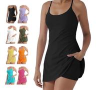 The Ultimate Tummy Control Backless Active Dress -Made for Movement & Easy Bathroom Breaks, Workout Dress with Shorts (Black,M)