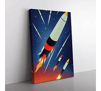 The Unbeatable Spaceship Rocket Canvas Print for Living Room Bedroom Home Office Décor, Wall Art Picture Ready to Hang, 76x50 cm (30x20 Inch) CAN3020-V1022-CK-4638
