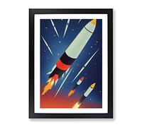 The Unbeatable Spaceship Rocket Framed Print for Living Room Bedroom Home Office Décor, Wall Art Picture Ready to Hang, Black A2 Frame (62 x 45 cm)