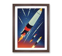 The Unbeatable Spaceship Rocket Framed Print for Living Room Bedroom Home Office Décor, Wall Art Picture Ready to Hang, Walnut A4 Frame (34 x 25 cm)