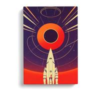 The Unbelievable Spaceship Rocket Purple, Red, Yellow Canvas Print for Living Room Bedroom Home Office Décor, Wall Art Picture Ready to Hang, 30x20 Inch (76x50 cm)