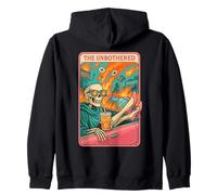 The Unbothered Tarot Skeleton Delulu Design Zip Hoodie