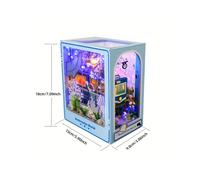 (The Underwater World) 3D Wooden Puzzle Architecture Bookshelf Kits - DIY Miniature House Model with Detailed Furniture