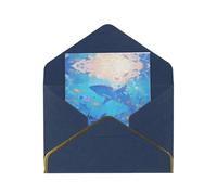 The Underwater World Elegant Greeting Card - Premium Pearlescent Paper Folding Card With Gold Trim, Ideal For Holiday Greetings, Birthdays, Weddings, And Valentine'S Day