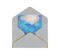 The Underwater World Elegant Greeting Card - Premium Pearlescent Paper Folding Card With Gold Trim, Ideal For Holiday Greetings, Birthdays, Weddings, And Valentine'S Day