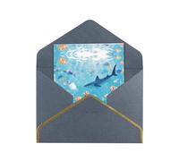 The Underwater World Elegant Greeting Card - Premium Pearlescent Paper Folding Card With Gold Trim, Ideal For Holiday Greetings, Birthdays, Weddings, And Valentine'S Day