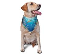 The Underwater World Of Coral Reefs, Sharks And Parrot Fish Printed Graphic Pet Triangle Scarf For Dogs & Cats, Adjustable Cute Pet Bandana For & Photo Shoots