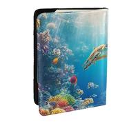 The Underwater World of Coral Reefs, Sharks and Parrot Fish Printed Passport Holder,Travel Pu Leather Passport Cover Case Organiser for Men Women,6.5 Inch